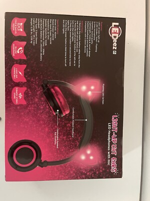 LEDeez LED Light-Up Cat Ears Headphones with Mic Pink 3.5mm AUX