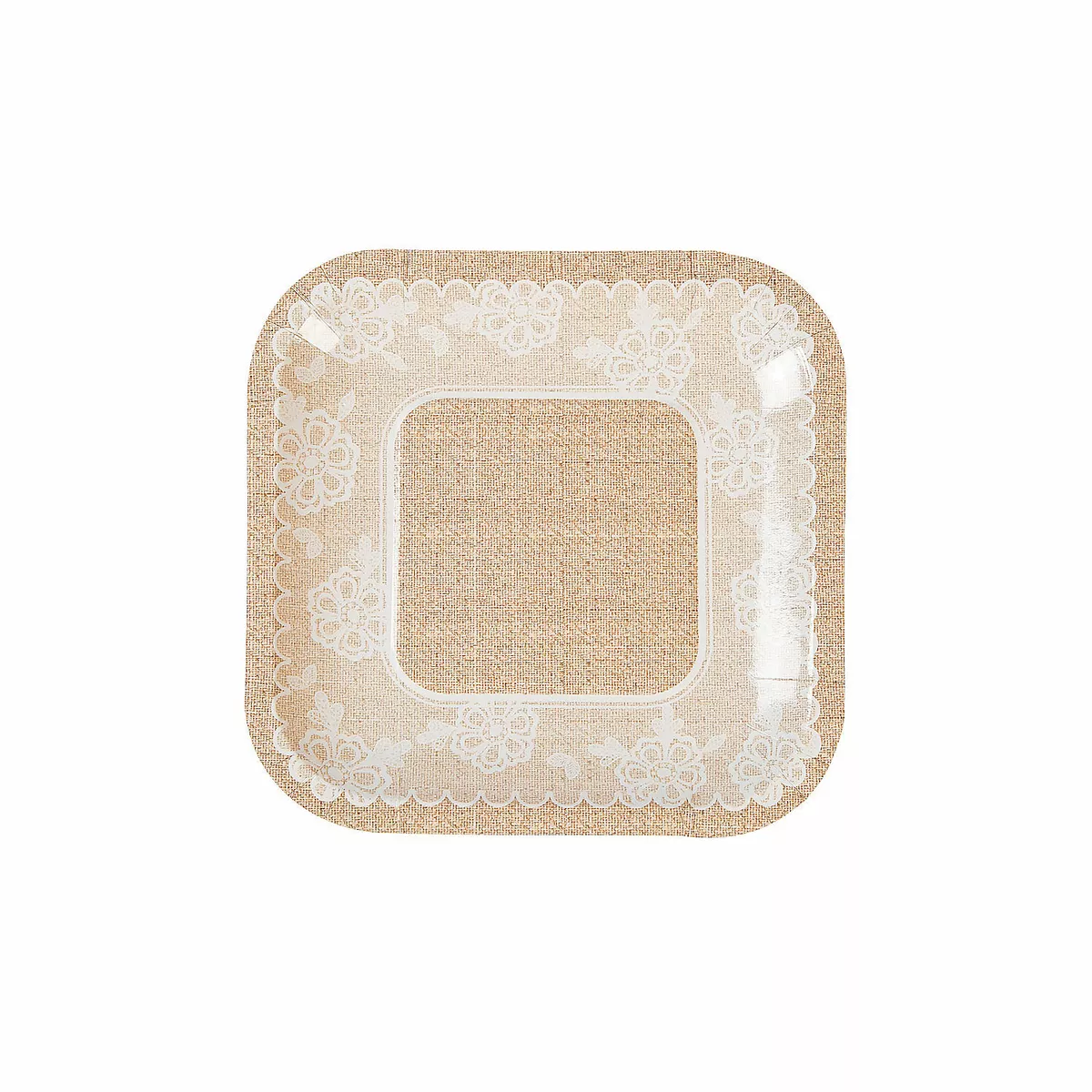 Burlap Lace Paper Dessert Plates 8 Ct. Party Supplies 8