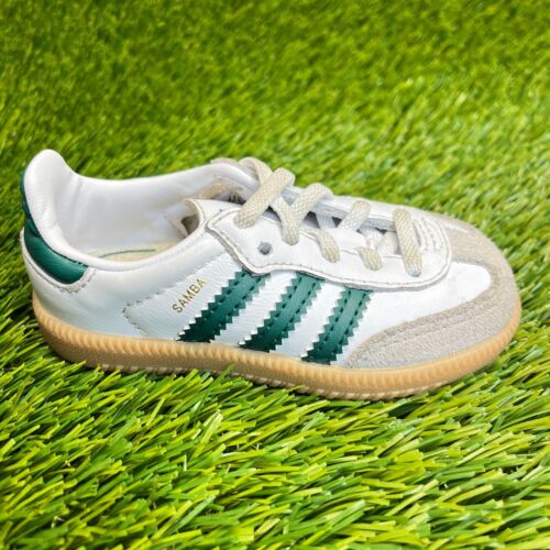 Adidas Samba OG Toddler Size 5K White Green Athletic Leather Shoes Sneakers