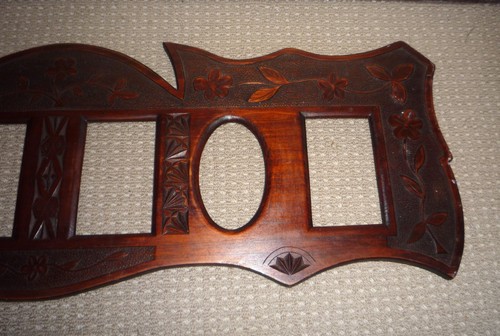 ANTIQUE AUSTRALIAN 1920-30s ERA CHIP CARVED LONG CEDAR TIMBER PICTURE FRAME - Picture 4 of 6