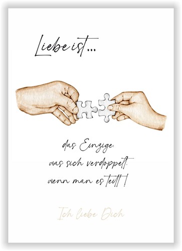 Valentinstag Geschenk Hände Puzzle Mann Frau Überraschung Partner Poster Karte - Bild 2 von 6
