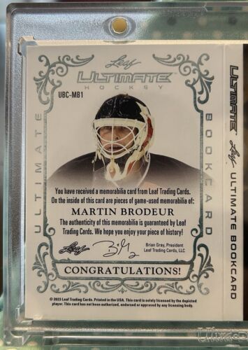 Martin Brodeur 2023 Hoja Ultimate Hockey 4/5 Libro Tarjeta Autógrafo Reliquias Diablos - Imagen 5 de 6