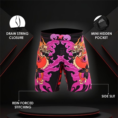 ROAR Pantaloncini da Uomo MMA Tech Fight Palestra Muay Thai BJJ No Gi Grappling - Foto 120 di 130