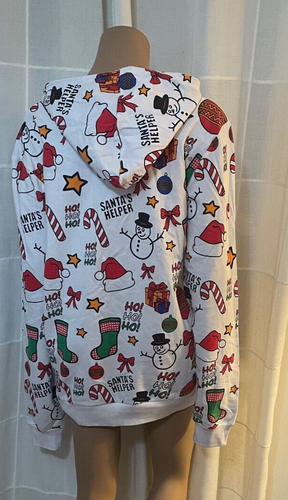 Gr. 2X [klein geschnitten] weiß mit Weihnachtsschmuck leichter Hoodie - Bild 2 von 2