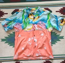 Vintage Maui Trading Company Button Up Fish CORAL Hawaiian Ocean Water