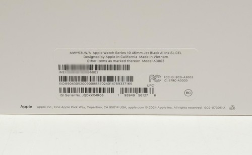 Apple Watch Series 10 Aluminum 46mm (GPS + Cellular) MWY53LW/A Jet Black - Photo 3 sur 17
