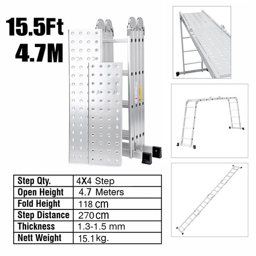 3.5M-5.7M Multi-Purpose Aluminium 14 IN 1 Combination Platform Folding Ladder UK - Picture 16 of 21