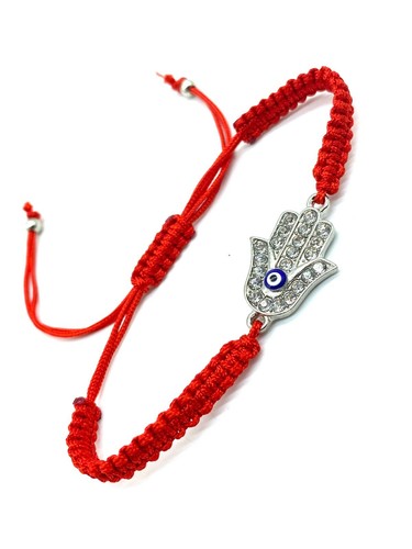 Kristall Hamsa Hand geflochten Schnur Armband #2927 - Bild 3 von 23