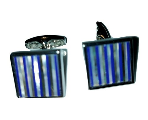 Gemelos Plata Azul Cuadrado Piedras Semipreciosas M&S Regalo En Caja - Imagen 6 de 8