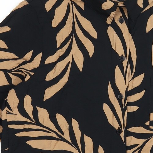 New Look Womens Black Geometric Viscose Basic Button-Up Size 10 Collared - Picture 8 of 10