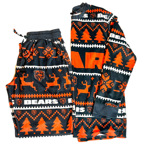 NFL Chicago Bears "Ugly" Christmas Pajama set Mens SZ M Fair Isle Holiday PJ's - Picture 2 of 9