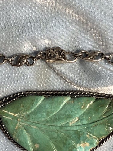 Natural Handcarved Stone Mountain Turquoise Sterling Pendant, 17” Chain AK Clasp - Picture 4 of 7