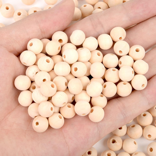 300Pcs 10Mm Wood Beads round Wooden Spacer Beads Unfinished Natural Wood Loose B - Picture 3 of 5