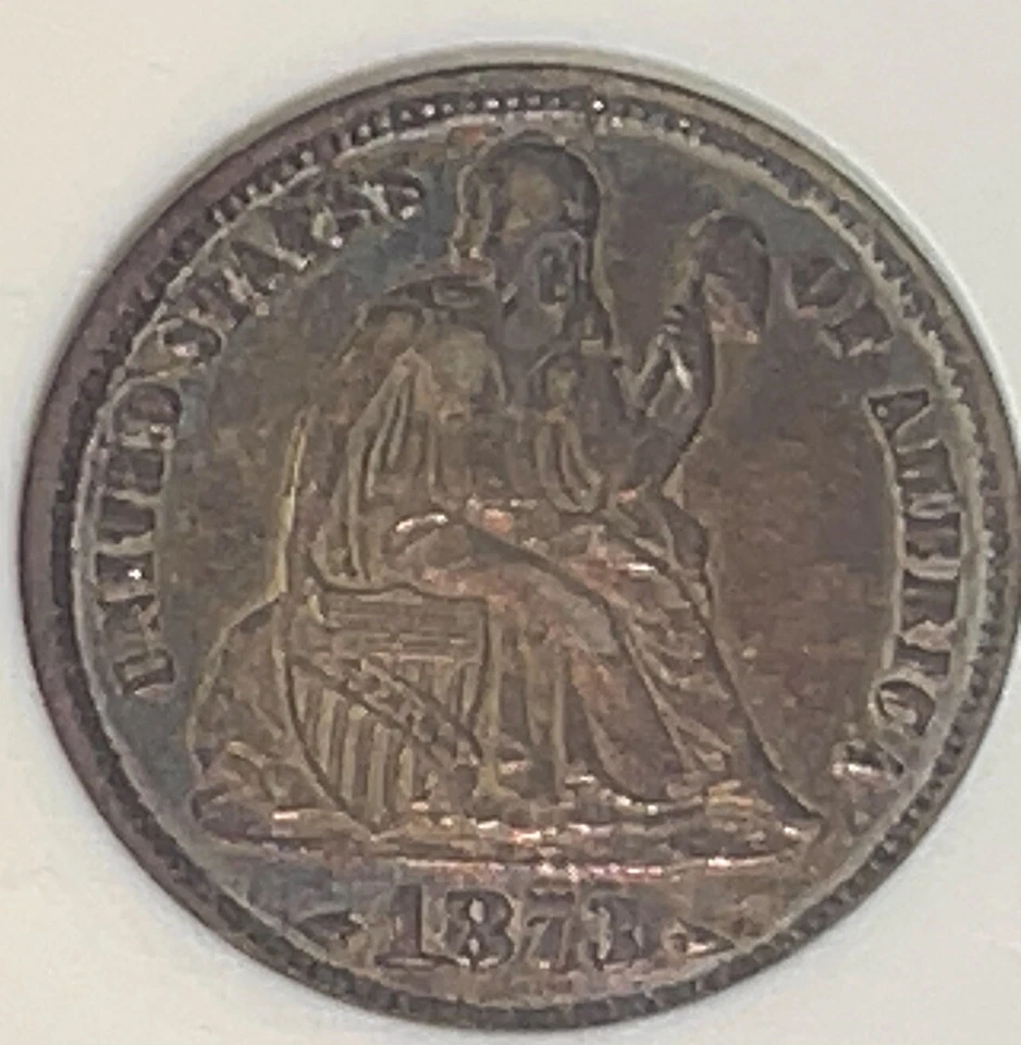 1873 US Mint Seated Liberty Silver 10c ANACS Certified VF35 Best Offer Takes It! - Image 2 of 4