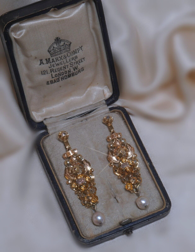Antique Diamond Pearl Ruby Earrings 14K Natural GIA Victorian Georgian 1700s - Picture 10 of 11