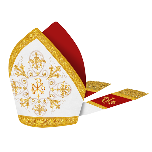 Bishop's Mitre Adorned with Embroidery and Motif - Liturgical Church Vestment - Picture 4 of 7