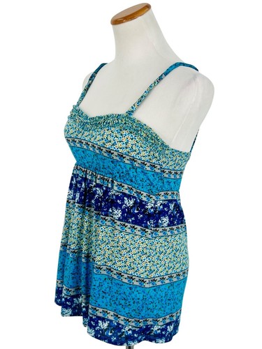 Vintage Delia’s Blue Ditsy Floral Print Sleeveless Babydoll Top - Picture 4 of 14