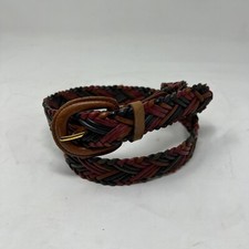 Vintage Womens Size M / L Multi Color Woven Braided Leather Belt Buckle