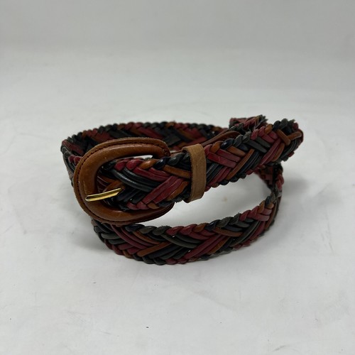 Vintage Damen Größe M / L Mehrfarbig Gewebt Geflochten Leder Gürtelschnalle