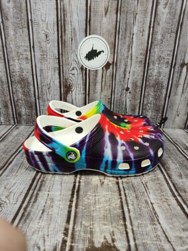 Crocs Classic Tie Dye Graphic Clog Shoes Size M6/W8 205453-90H NWT - Picture 5 of 10