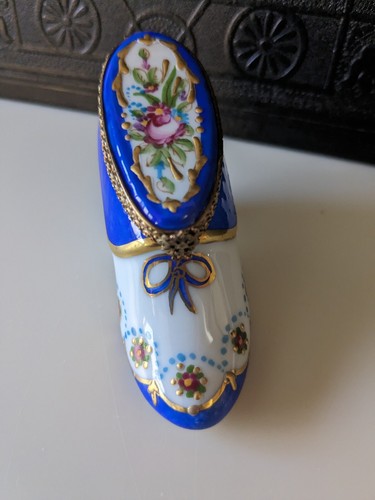 Seltene Limoges Porzellan Schuh Schmuckschatulle in Top Zustand - Bild 7 von 24