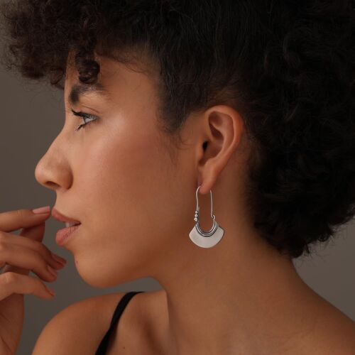 925 Sterling Silver Bohemian Boho Large Hoop Earrings Classic for Women 45 mm - Picture 2 of 7