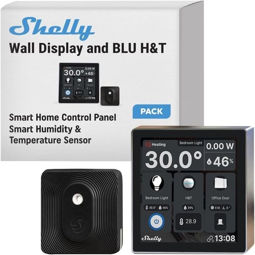 Shelly Wall Display Black + Blu H&T Black (Bundle) Home Assistant