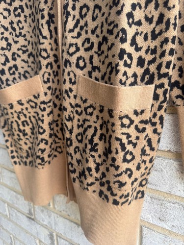 J. Crew Long Sleeve Button Front Animal Print Wool Blend Cardigan Sweater Size S - Picture 7 of 8