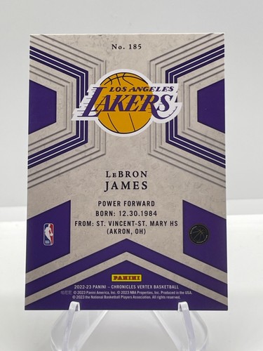 2022-23 Chronicles Vertex LEBRON JAMES Teal Foil #185 Los Angeles Lakers - Picture 2 of 2