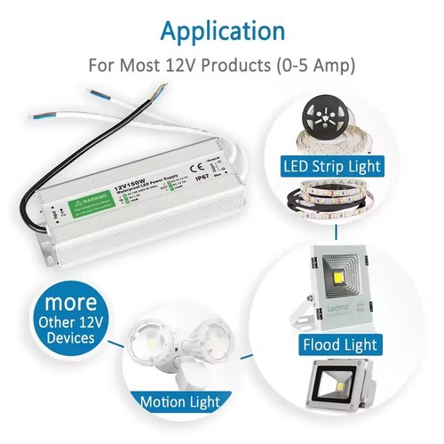 DC 12V 24V Netzteil LED Trafo wasserdicht LED-Treiber IP67 15W-300W Netzteil - Bild 4 von 149