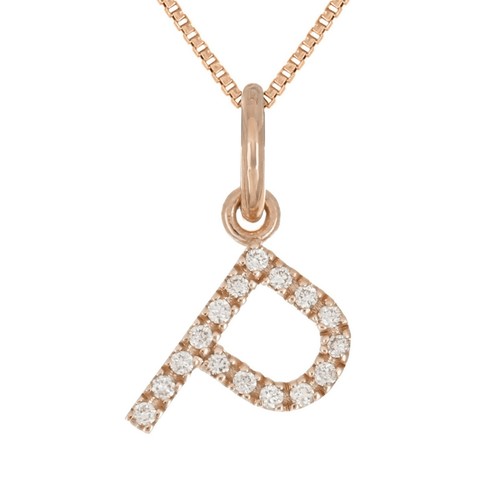14 Karat Gelb Weiß oder Roségold Diamant Anfangsbuchstabe Charm Anhänger Halskette 18 Zoll - Bild 154 von 246