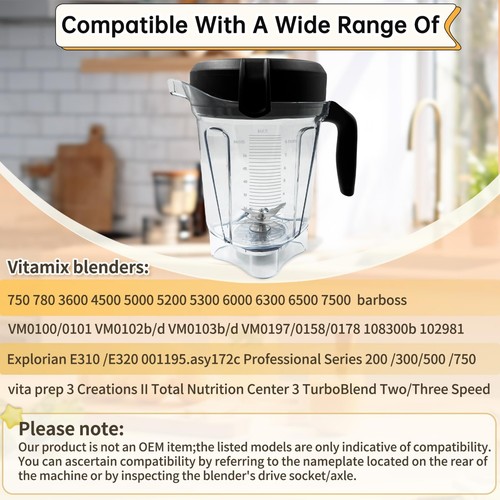 For Vitamix 64oz Low-Profile Blender Pitcher, Replace for Vitamix 750 780 5000 - Picture 2 of 7