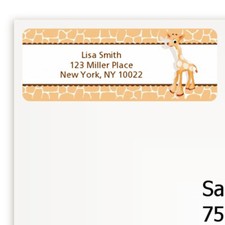 Giraffe Brown Baby Shower Personalized Return Address Stickers 27 label
