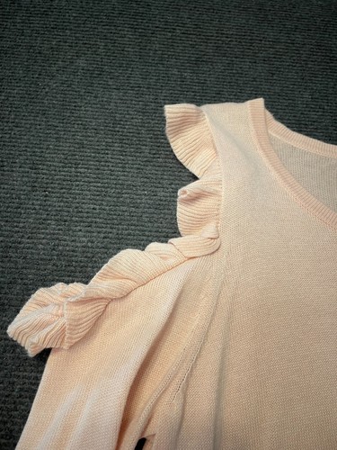 Just Jeans Top Womens Size S Pink Long Sleeve Cold Shoulder Ruffle Viscose Blend - Picture 3 of 9
