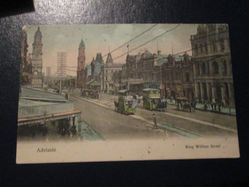 Postcard of Adelaide, King William Street (street scene with horse drawn trams)