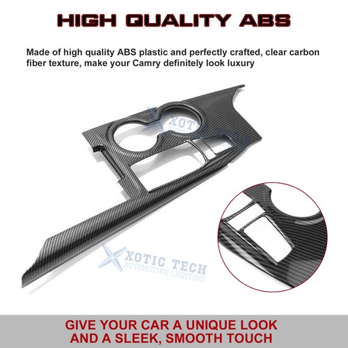 Carbon Fiber Pattern Gear Box Water Cup Holder Trim For Toyota Camry SE LE 2018+ - Foto 4 di 12