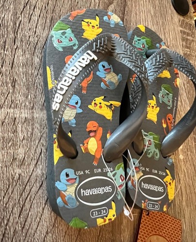 Havaianas Flip Flops Kids 9C Pikachu Pokemon Flip Flop Shoes Sandals Blue A1 - Picture 2 of 7