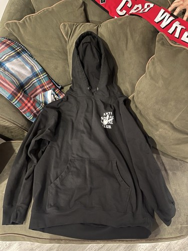 Anti Social Social Club Playboy Bunny Men’s XL Black Pullover Hoodie Preowned - Picture 1 of 4