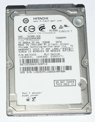  320GB 7.2K 7K500-320 hts725032a9a360 2.5'' HDD laptop hard disk #W5
