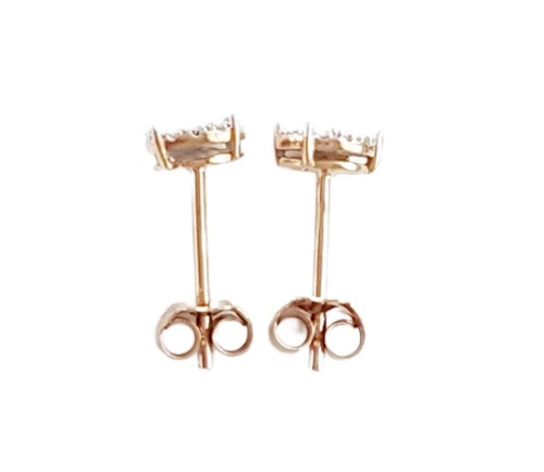Solid 9ct Gold Diamond Cluster Stud Earrings. 5mm. Two Tone. 375. 9K Jewellery. - Picture 7 of 9