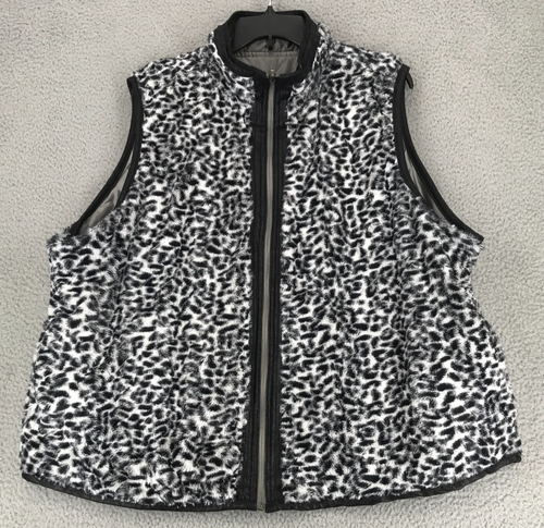 Activology Faux Fur Vest Lot of 2 Size 1X Full Zip Reversible Leopard Print - Picture 2 of 19