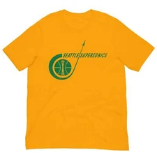 Retro Graphic T Shirt Vintage Basketball NBA Seattle Supersonics Logo Tee