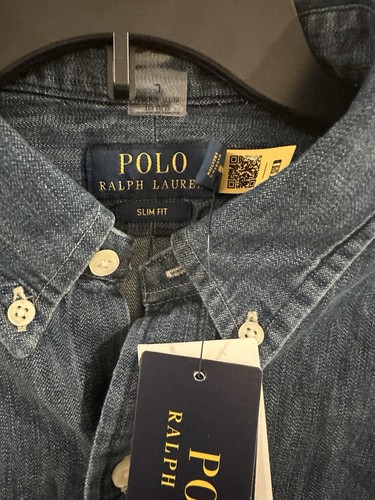 Ralph Lauren Slim Fit Long Sleeve Denim Cotton Button Down Shirt Mens L - Picture 3 of 3