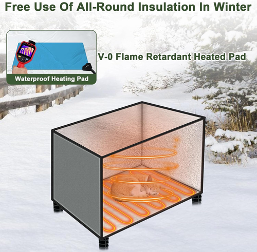 Tepoal unverwüstliches beheiztes Katzenhaus für Outdoor-Katzen im Winter, extrem wat - Bild 5 von 7