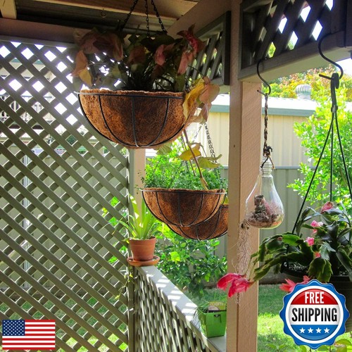 2 Pack 12" Metal Hanging Planter Basket with Coco Liner, Round Wire Plant Hol - Picture 4 of 5