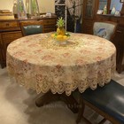 Round Pastoral Table Cover Dining Table Cloths Jacquard Embroidery Lace Towels