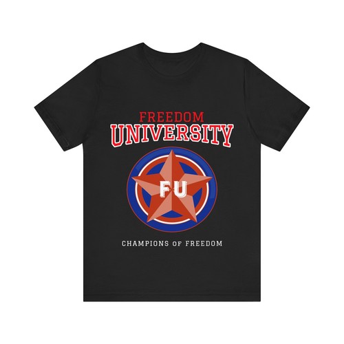 Freedom University FU College Tshirt, Unisex Jersey Kurzarm Tee - Bild 3 von 61