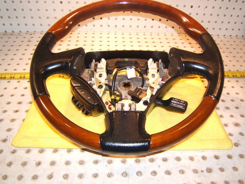 Lexus SC430 2006 cuero negro madera dirección original OEM 1 rueda, sin cubierta de aire - Imagen 2 de 24
