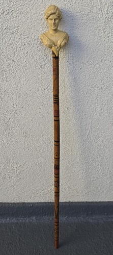 Vintage Mexican Carved Wood Walking Stick Cane Mexico Folk Art - Picture 2 of 22
