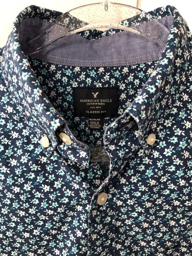 Top American Eagle para mujer talla M azul floral preppy boho abotonado Y2K informal - Imagen 3 de 11
